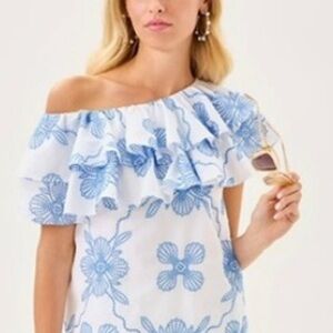 (NWT $158) Lilly Pulitzer Trixie One Shoulder Embroidered Top size S